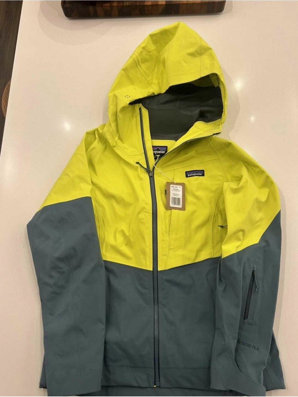 Patagonia Kids Waterproof Hooded Jacket - Yellow & Gray